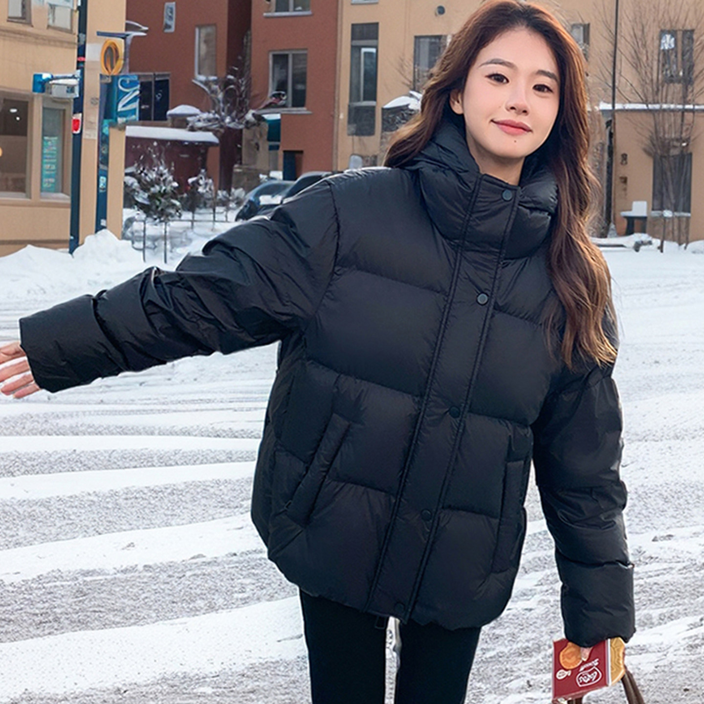 大码胖mm学院风黑色连帽棉服女冬季加厚面包服显瘦保暖棉衣外套潮,淘宝优惠券,粉丝福利购,淘宝优惠卷