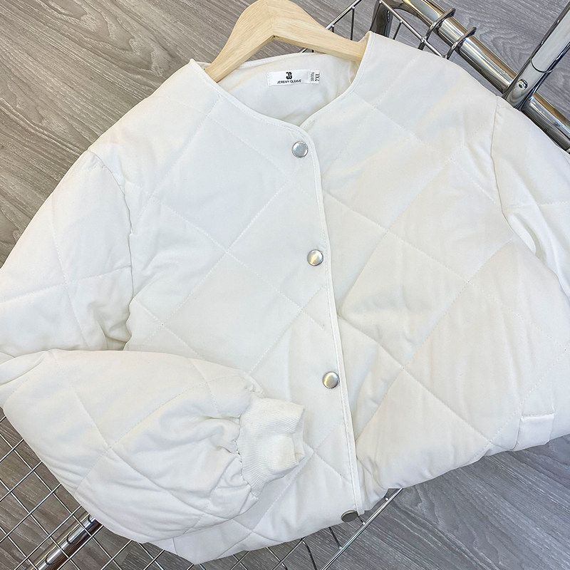 300斤特大码女装胖mm秋冬菱格无领加厚棉衣棉服宽松显瘦短外套女,淘宝优惠券,粉丝福利购,淘宝优惠卷