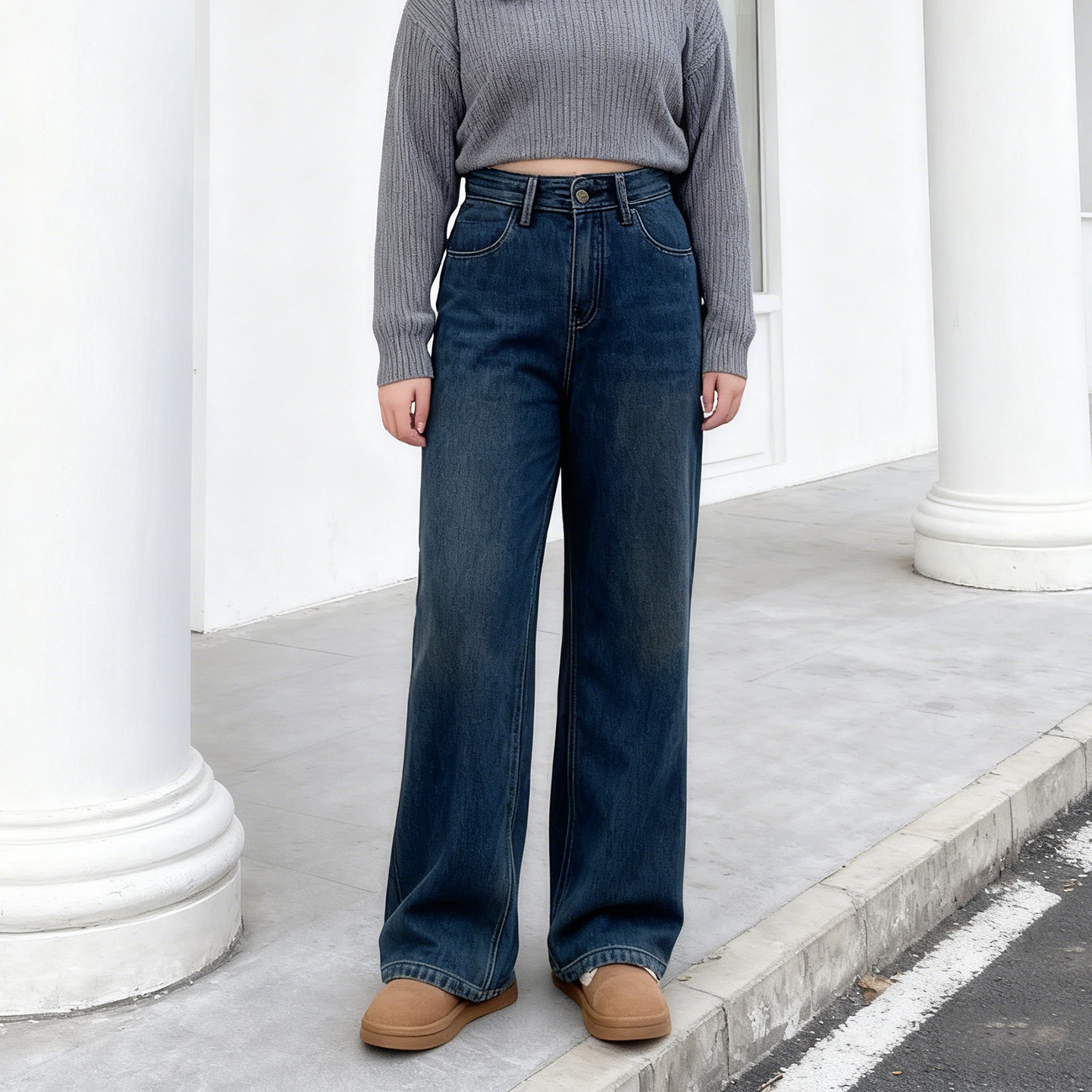 大码女装胖mm加绒牛仔裤女直筒宽松拖地宽松显瘦加厚保暖阔腿裤子,淘宝优惠券,粉丝福利购,淘宝优惠卷