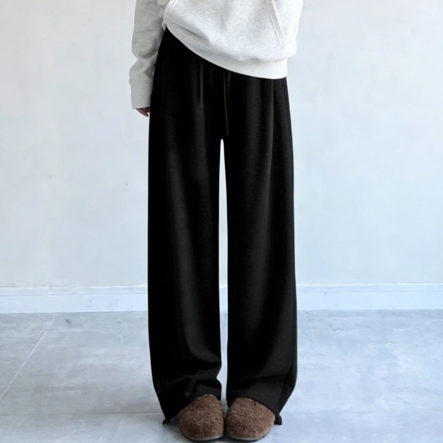 300斤大码胖mm抽绳束脚软糯休闲裤女冬季加绒加厚黑色运动糯米裤,淘宝优惠券,粉丝福利购,淘宝优惠卷