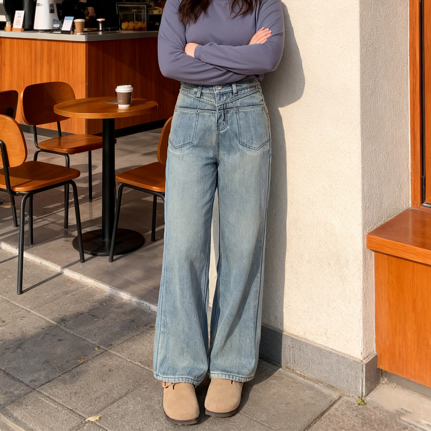 大码女装胖mm水洗垂感加绒加厚牛仔阔腿裤女高腰直筒宽松拖地裤子,淘宝优惠券,粉丝福利购,淘宝优惠卷