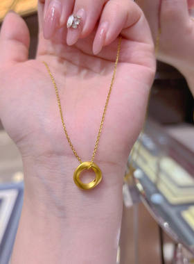 黄金莫比乌斯环金包银圆环项链女