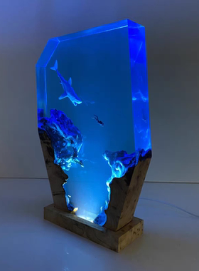 海洋海底世界鲨鱼手工潜水员小夜灯床头灯氛围灯装饰品礼物摆件