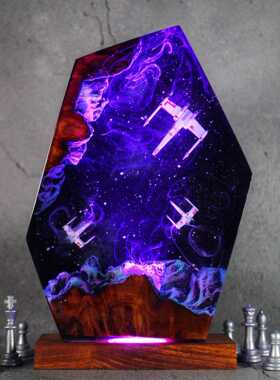 手工制作星球大战宇宙飞船树脂小夜灯氛围灯X翼战机摆件生日礼物