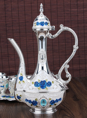 欧式合金酒杯高脚杯白酒杯俄罗斯欧式酒具套装酒壶合金8件套摆件