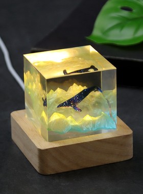 海底世界景观山海鲸鱼青山红山古代神话透明艺品客厅装饰摆件礼物