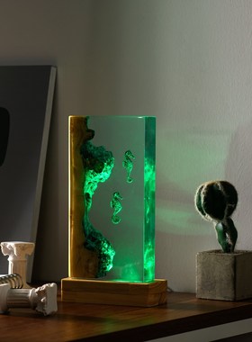 海底世界景观溶洞海马小夜灯床头灯氛围灯哥特式海马摆件礼物