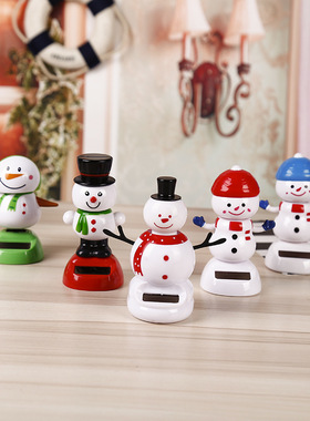 太阳能圣诞树雪人小鹿汽车摆件