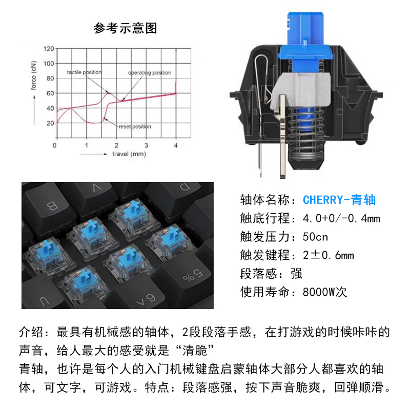 CHERRY樱桃机械键盘全新轴体开关德国原厂青轴红轴茶轴段落线性轴 - 图2