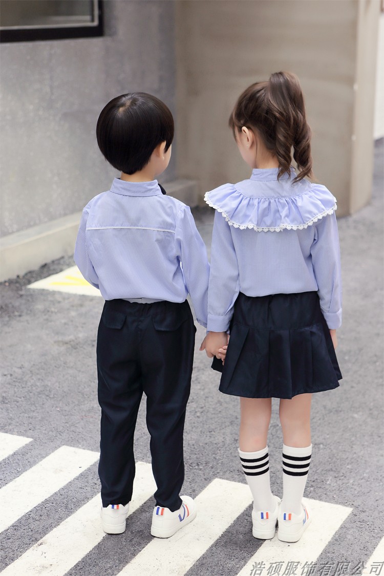 新款男女童套装校服中小学生大合唱演出儿童长袖表演服背带裤服装-图2