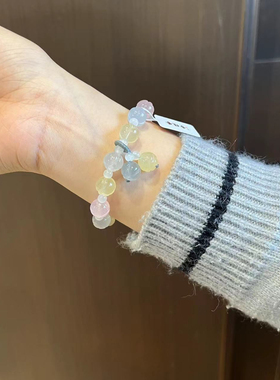 【香积】流通处正品马卡龙金丝玉莲花手串彩色手串恋爱闺蜜手链