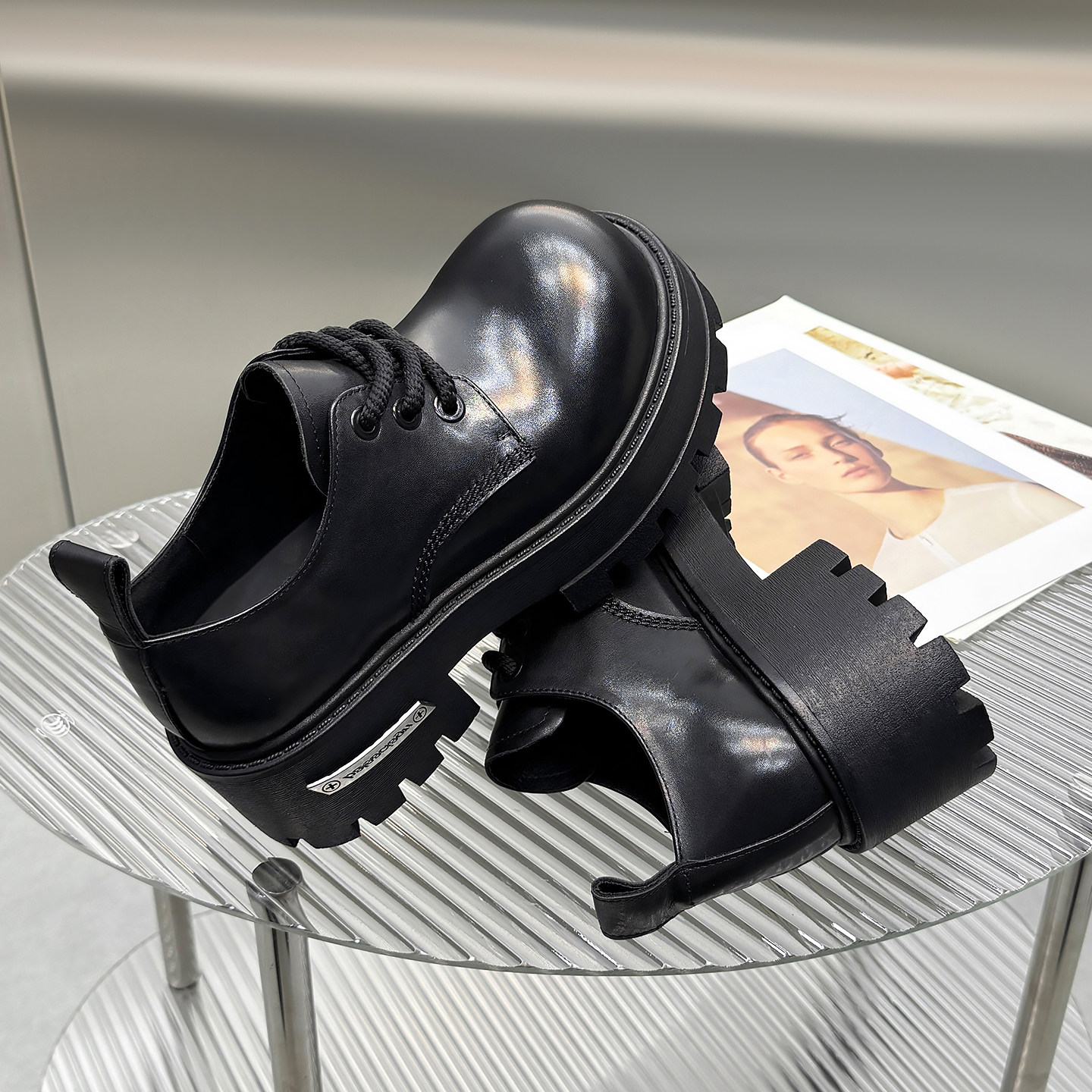 胎牛皮厚底增高小皮鞋女2025秋冬新款英伦风大头鞋系带单鞋乐福鞋,淘宝优惠券,粉丝福利购,淘宝优惠卷