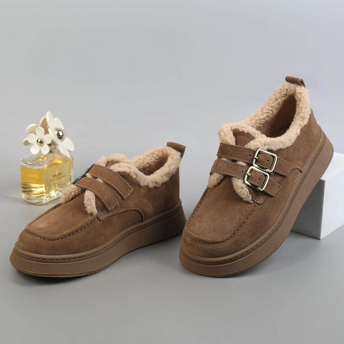 福禄桐厚底雪地靴女冬季加绒加厚双皮带扣平底舒适保暖一脚蹬女鞋,淘宝优惠券,粉丝福利购,淘宝优惠卷