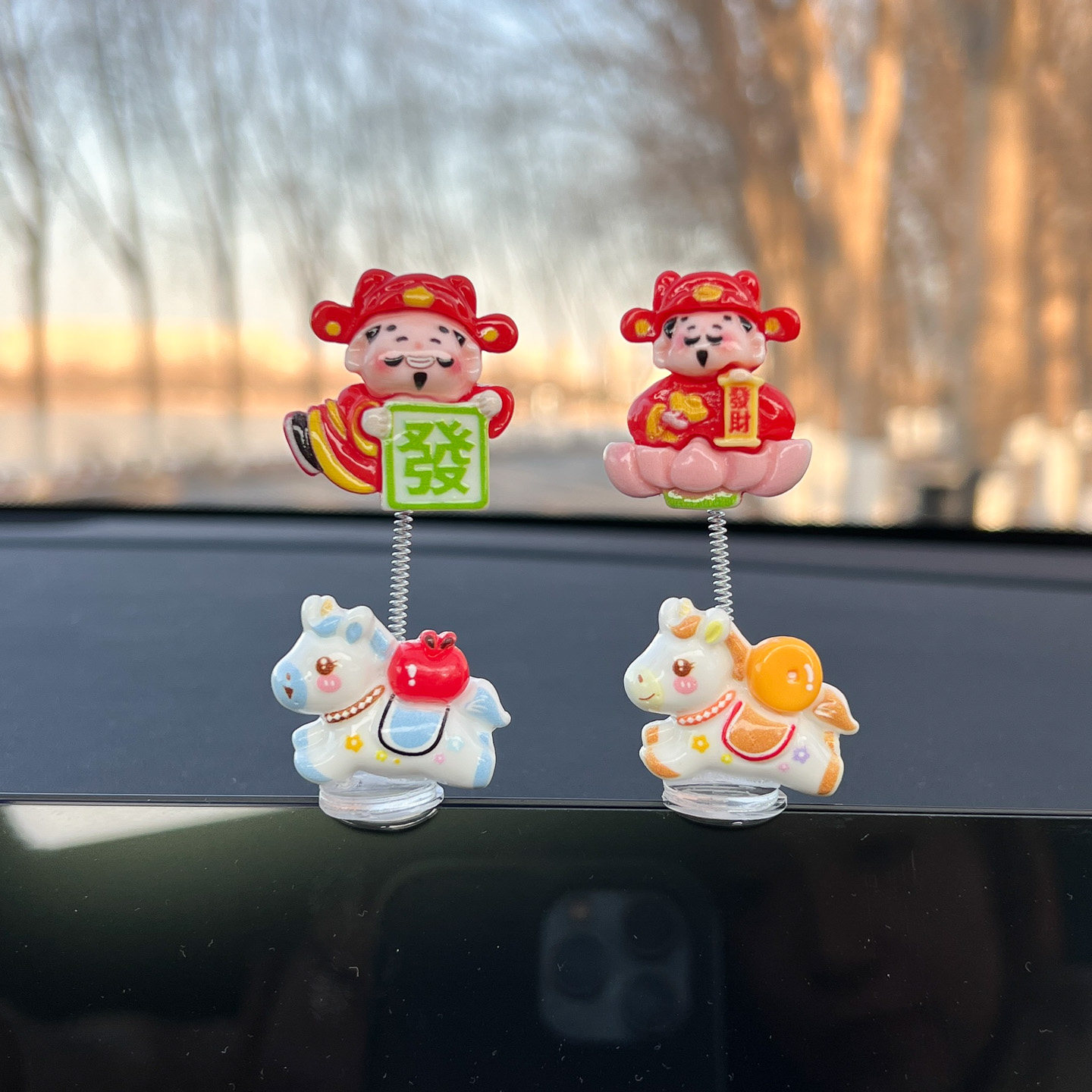 萌趣生肖马年财神爷汽车摆件电动车内饰中控台显示屏办公桌装饰品,淘宝优惠券,粉丝福利购,淘宝优惠卷