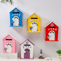 Creative big number Colour decoration Whisper Tree Dongle Letterbox Wood Communication Heart Letter Box School Hanging Wall Opinion Box