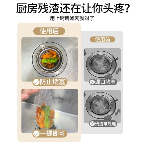 厨房水槽过滤网下水道洗菜洗碗水池沥水网一次性地漏垃圾防堵神器-图1