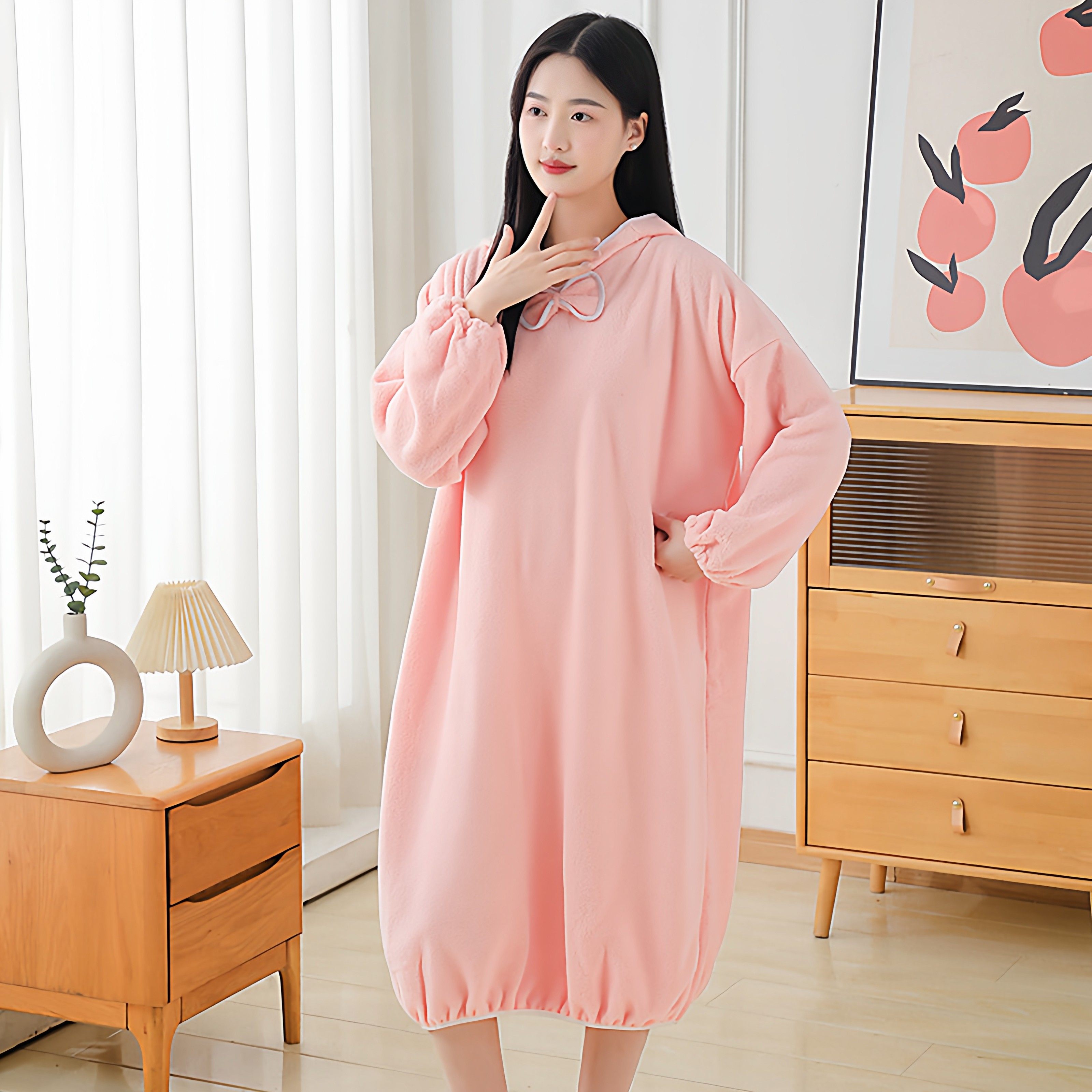 加厚浴袍可穿式带帽浴裙成人洗澡浴衣吸水家居服带帽睡袍宽松长款,淘宝优惠券,粉丝福利购,淘宝优惠卷