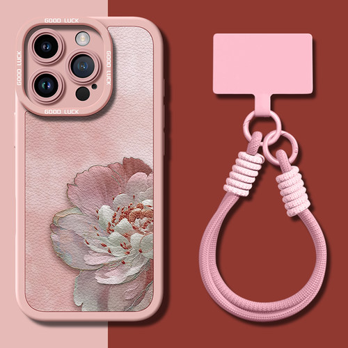 苏绣牡丹适用17promax苹果手机壳iphone17新款16pro女15高级感14全包plus防摔pro液态硅胶13超薄12的11外壳x - 图1