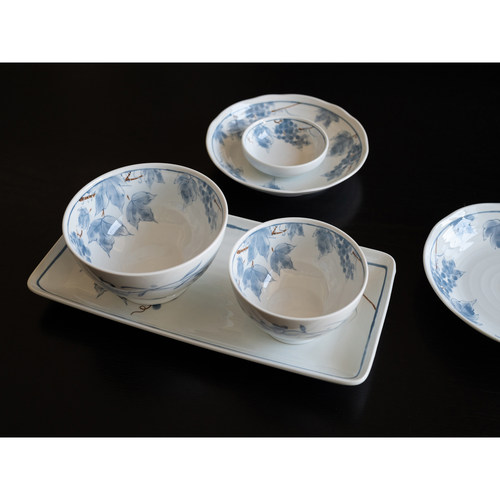 半村 新中式陶瓷葡萄系列餐具 家用米饭碗碟盘子 长盘 釉下彩菜盘 - 图1