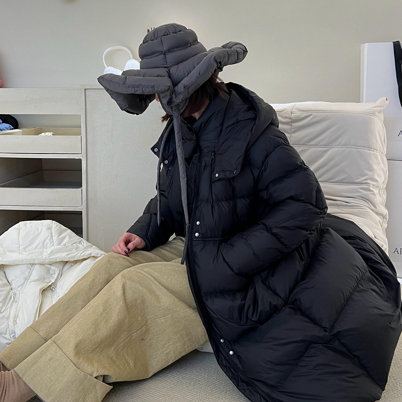 高端鹅绒羽绒服长款鹅绒服女冬季2024新款极寒哈尔滨超厚过膝灰色