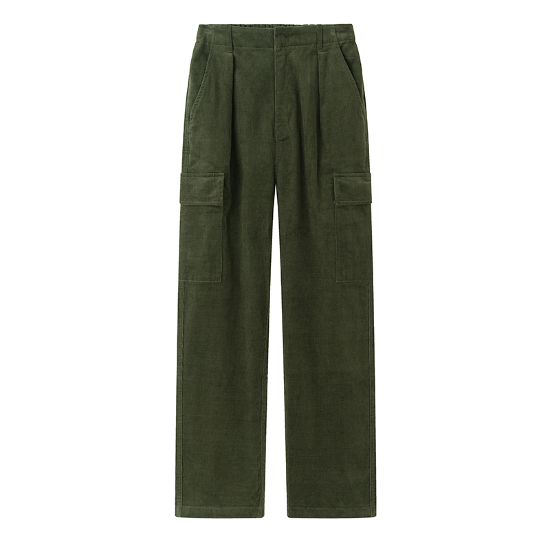 中和休闲秋冬女裤复古纯色灯芯绒工装裤宽松舒适直筒裤子CLKC4021 - 图3