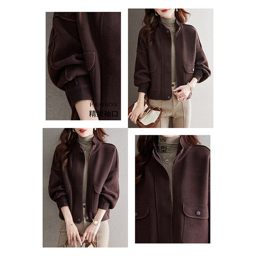 2025新款春秋季立领拉链独特外套超好看棒球服女宽松毛衣开衫夹克 - 图1