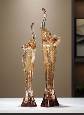 轻奢小众艺术客厅电视柜大象摆件