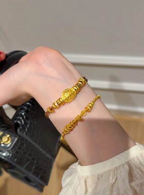 金店同款沙金仿真金富甲一方乌龟壳编织手链女款高级感手串手绳