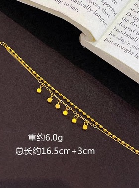 金店同款沙金仿真金双线方珠手链女款轻奢高级感手串送女友礼物