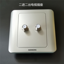 Silver grey Two F Head Panel Double-hole Satellite TV Cable Digital Broadband TV socket 2 Luying Double F