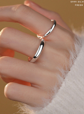 s999足银素圈光面戒指极简可刻字