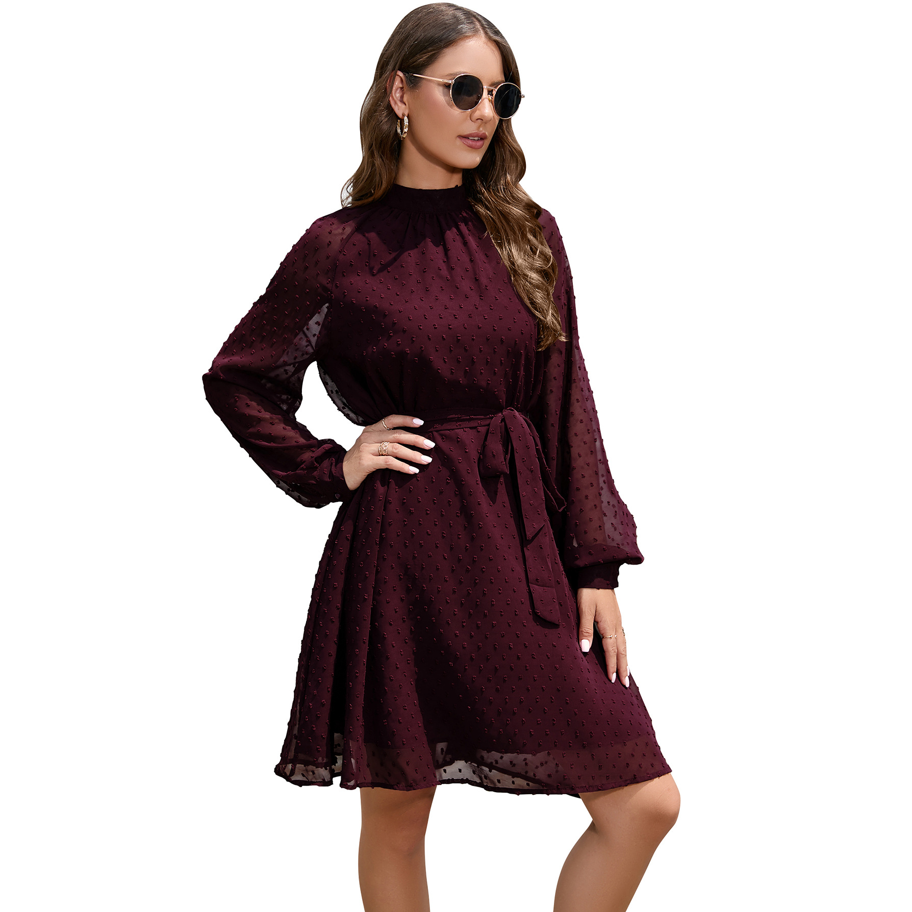 Women INS Wedding Guest Dress Long Dress Long Sleeve Elegant - 图2