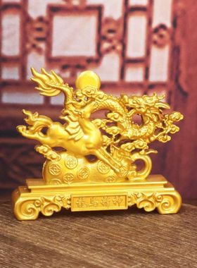 沙金龙马精神钱币招财摆件办公室家居客厅装饰品景区热卖的工艺品