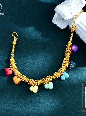 黄金色沙金珐琅七宝葫芦麻花盘缠蹦迪珠手链女时尚葫芦七兄弟手串