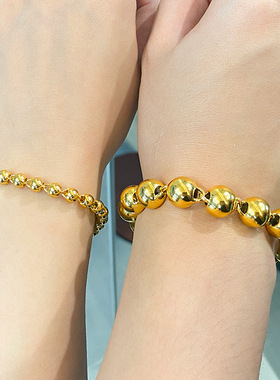 6mm佛珠沙金圆珠手链饰品简约时尚珠子手饰2026女沙金光面转运珠