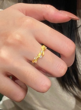 小红书爆款爱神花环璀璨星河戒指星光耀耀藤蔓缠绕拉丝点钻指环