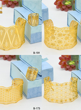 2025新款女士沙金手镯戒指中东印度新娘婚戒指礼镯子饰品