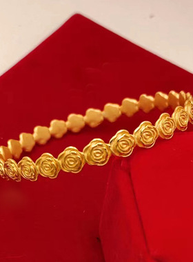 玫瑰花手环镀锡金新款沙金精美女手镯工厂2026直播产品