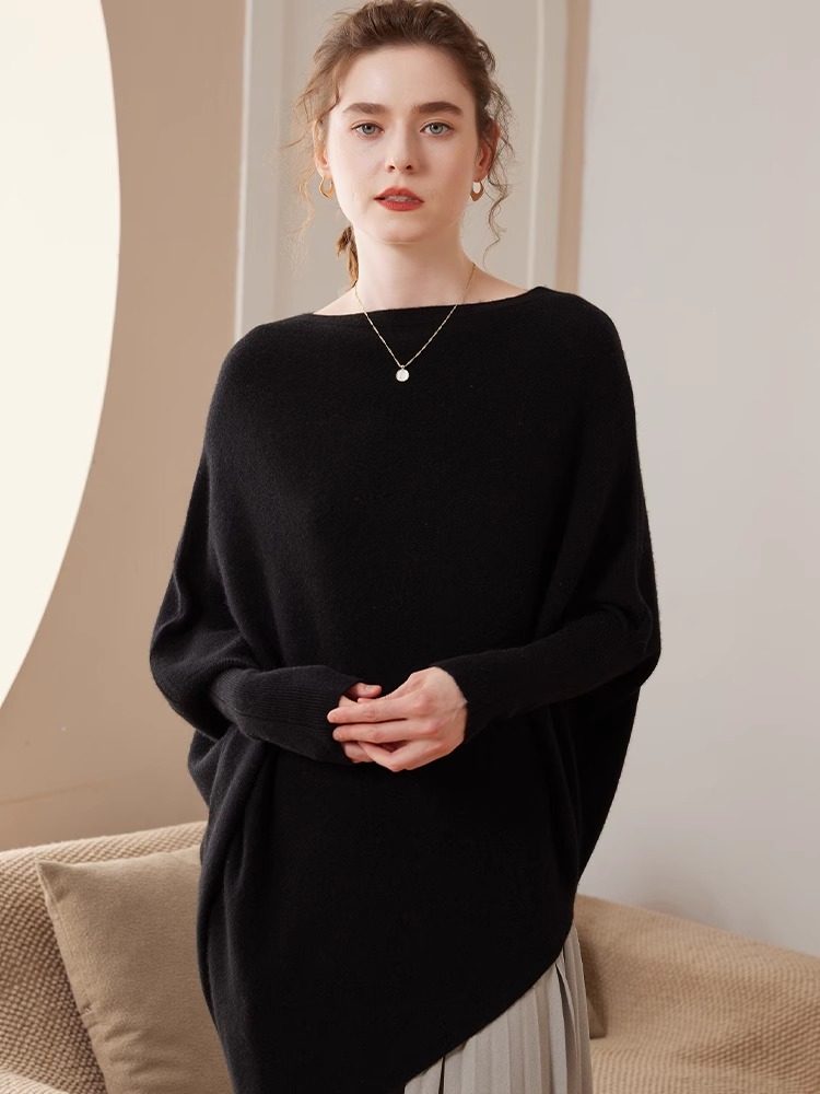 贵气baby小山羊绒衫女宽松显瘦蝙蝠衫斗篷针织衫圆领带袖披肩毛衣,淘宝优惠券,粉丝福利购,淘宝优惠卷