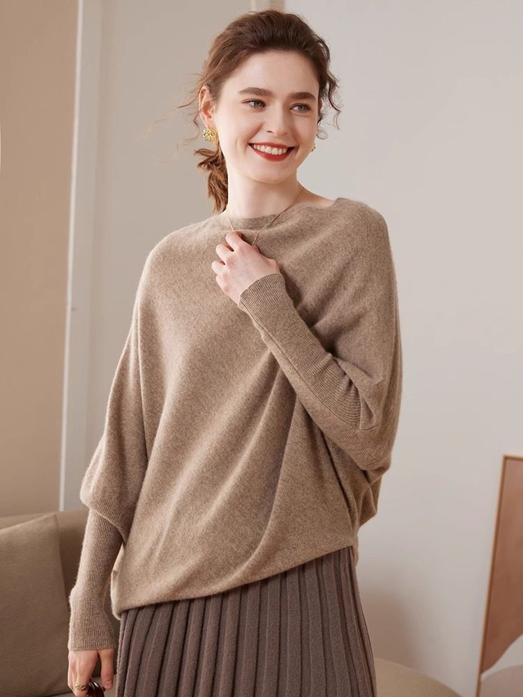 贵气baby小山羊绒衫女宽松显瘦蝙蝠衫斗篷针织衫圆领带袖披肩毛衣,淘宝优惠券,粉丝福利购,淘宝优惠卷