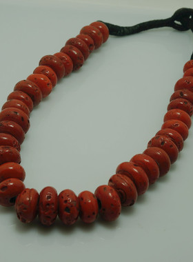 藏风馆西藏民族风锁骨链藏装配饰 尼泊尔手工大珠破烂红琉璃项链