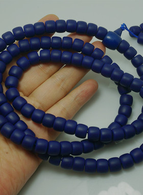 藏风馆 西藏雪巴琉璃 108颗仿旧蓝紫色大桶珠琉璃佛珠 手持念珠