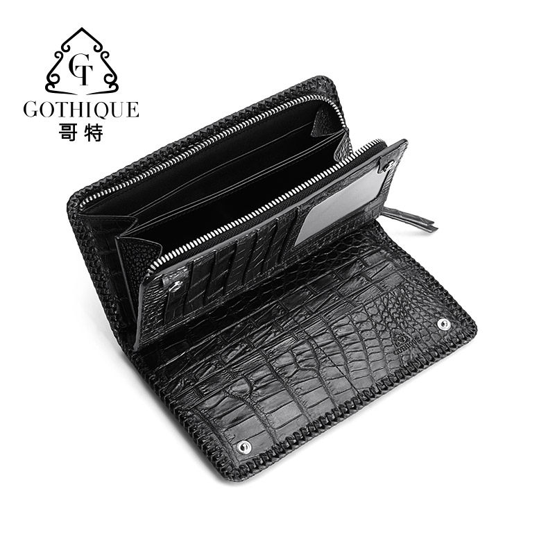 哥特泰国鳄鱼皮男士正品长款手拿包 哥特昊都钱包