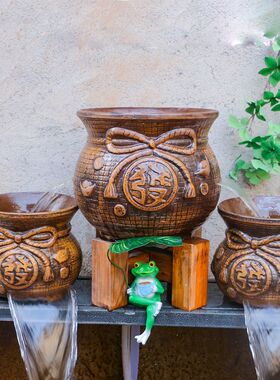 古法鱼缸流水摆件养鱼增氧过滤