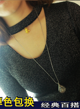 泰国佛牌长款钛钢毛衣链不掉色