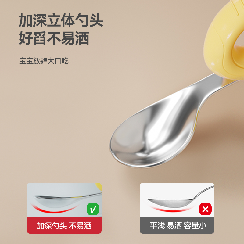 兔贝乐宝宝学吃饭训练勺子自主进食叉勺婴儿童吃饭辅食勺餐具套装
