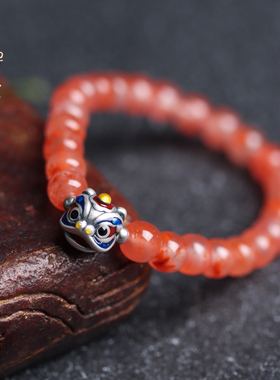禅木匠小瑞狮冰飘南红玛瑙手链