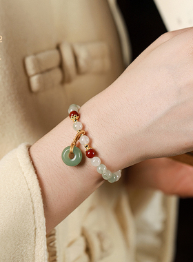 禅木匠天山翠太阳石平安扣手链