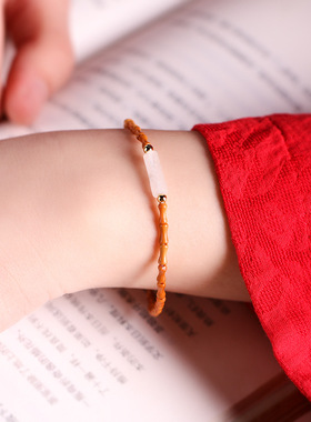 禅木匠女橄榄核孔雀石古风手链