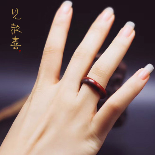 禅木匠 天然木质戒指情侣黑檀绿檀红木紫檀木对戒男女款定制刻字 - 图2